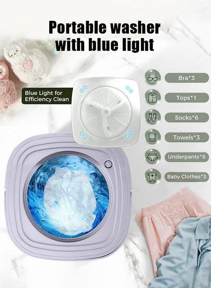 Portable Foldable Mini Washing Machine with Drain Basket